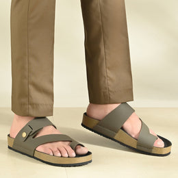 West Port Men's Cushion Sliders | PU Padded Footbed | Bounce Back Technology | Lightweight Flip Flops for Everyday Comfort (M-Aero-38-Olive)