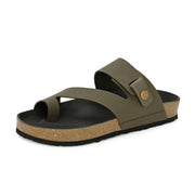 West Port Men's Cushion Sliders | PU Padded Footbed | Bounce Back Technology | Lightweight Flip Flops for Everyday Comfort (M-Aero-38-Olive)