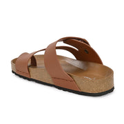 West Port Men's Cushion Sliders | PU Padded Footbed | Bounce Back Technology | Lightweight Flip Flops for Everyday Comfort (M-Aero-38-Tan)