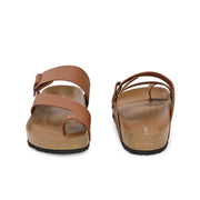 West Port Men's Cushion Sliders | PU Padded Footbed | Bounce Back Technology | Lightweight Flip Flops for Everyday Comfort (M-Aero-38-Tan)