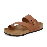 West Port Men's Cushion Sliders | PU Padded Footbed | Bounce Back Technology | Lightweight Flip Flops for Everyday Comfort (M-Aero-38-Tan)