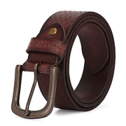 West Port Men’s Burgundy Textured Genuine Leather Belt (M-BT-LE-03-BURGUNDY)