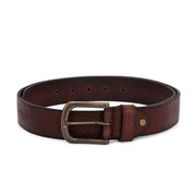 West Port Men’s Burgundy Textured Genuine Leather Belt (M-BT-LE-03-BURGUNDY)
