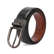 West Port Men’s Reversible Genuine Leather Belt with Metal Buckle (M-BT-MM-142-BLACK-COGNAC)