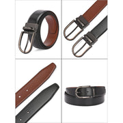 West Port Men’s Reversible Genuine Leather Belt with Metal Buckle (M-BT-MM-142-BLACK-COGNAC)
