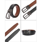 West Port Men’s Reversible Genuine Leather Belt with Metal Buckle (M-BT-MM-145-BLACK-COGNAC)