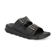 West Port Men Premium Leather Casual Sandals (M-MF-01-BLACK)