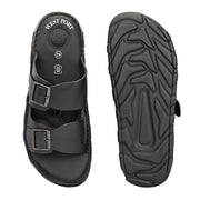 West Port Men Premium Leather Casual Sandals (M-MF-01-BLACK)