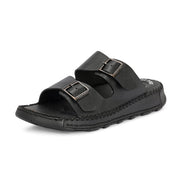 West Port Men Premium Leather Casual Sandals (M-MF-01-BLACK)