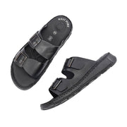 West Port Men Premium Leather Casual Sandals (M-MF-01-BLACK)