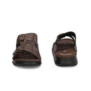 West Port Men Premium Leather Casual Sandals (M-MF-01-BROWN)
