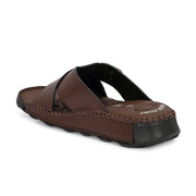 West Port Men Premium Leather Cross-Strap Casual Sandals with Comfort Footbed (M-MF-05-BROWN)
