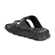 West Port Men Premium Leather Casual Sandals with Comfort Footbed (M-MF-10-BLACK)