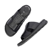West Port Men Premium Leather Casual Sandals with Comfort Footbed (M-MF-10-BLACK)