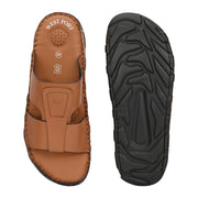 West Port Men Premium Leather Casual Sandals with Comfort Footbed (M-MF-10-TAN)