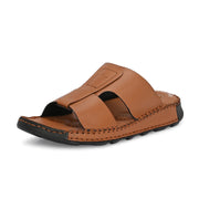 West Port Men Premium Leather Casual Sandals with Comfort Footbed (M-MF-10-TAN)