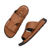 West Port Men Premium Leather Casual Sandals with Comfort Footbed (M-MF-10-TAN)