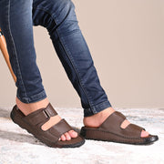 West Port Men Premium Leather Casual Sandals with Comfort Footbed (M-MF-15-BROWN)