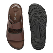 West Port Men Premium Leather Casual Sandals with Comfort Footbed (M-MF-15-BROWN)
