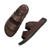 West Port Men Premium Leather Casual Sandals with Comfort Footbed (M-MF-15-BROWN)