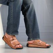 West Port Men Premium Leather Casual Sandals with Comfort Footbed (M-MF-15-TAN)
