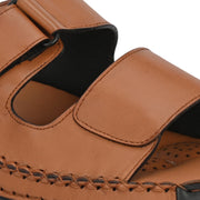West Port Men Premium Leather Casual Sandals with Comfort Footbed (M-MF-15-TAN)