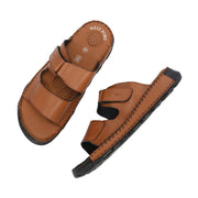 West Port Men Premium Leather Casual Sandals with Comfort Footbed (M-MF-15-TAN)