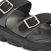 West Port Men Faux Leather Casual Sandals (M-MT-15-BLACK-GREY)