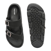 West Port Men Faux Leather Casual Sandals (M-MT-15-BLACK-GREY)