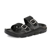 West Port Men Faux Leather Casual Sandals (M-MT-15-BLACK-GREY)