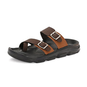 West Port Men Faux Leather Casual Sandals (M-MT-15-BROWN-TAN)