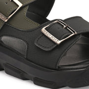 West Port Men Faux Leather Casual Sandals (M-MT-16-BLACK-OLIVE)