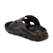 West Port Men Faux Leather Casual Sandals (M-MT-16-BLACK-OLIVE)