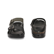 West Port Men Faux Leather Casual Sandals (M-MT-16-BLACK-OLIVE)