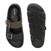 West Port Men Faux Leather Casual Sandals (M-MT-16-BLACK-OLIVE)