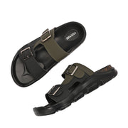 West Port Men Faux Leather Casual Sandals (M-MT-16-BLACK-OLIVE)