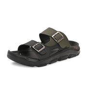West Port Men Faux Leather Casual Sandals (M-MT-16-BLACK-OLIVE)