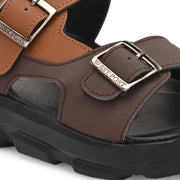 West Port Men Faux Leather Casual Sandals (M-MT-16-BROWN-TAN)
