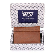 West Port Men's Genuine Leather Wallet – Classic Design with Ample Storage (M-WT-ISC-25-COGNAC)