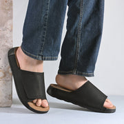 West Port Genuine Leather Adjustable Strap Slides (M-WW-06-BLACK)