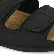 West Port Men Genuine Leather Dual Adjustable Straps Sandals (M-WW-07-BLACK)