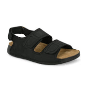 West Port Men Genuine Leather Dual Adjustable Straps Sandals (M-WW-07-BLACK)