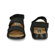 West Port Men Genuine Leather Dual Adjustable Straps Sandals (M-WW-07-BLACK)
