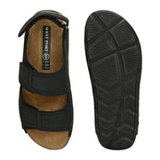 West Port Men Genuine Leather Dual Adjustable Straps Sandals (M-WW-07-BLACK)