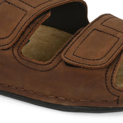 West Port Men Genuine Leather Dual Adjustable Straps Sandals (M-WW-07-BROWN)