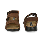 West Port Men Genuine Leather Dual Adjustable Straps Sandals (M-WW-07-BROWN)