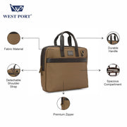 West Port Premium Office & Travel Business Laptop Bag (MBG-AI-16-KHAKI)