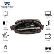 West Port Faux Leather Office Handbag | Executive Business Utility Bag (MBG-AI-20-BROWN)