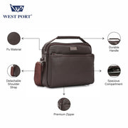 West Port Faux Leather Office Handbag | Executive Business Utility Bag (MBG-AI-20-BROWN)