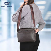 West Port Faux Leather Office Handbag | Executive Business Utility Bag (MBG-AI-20-BROWN)